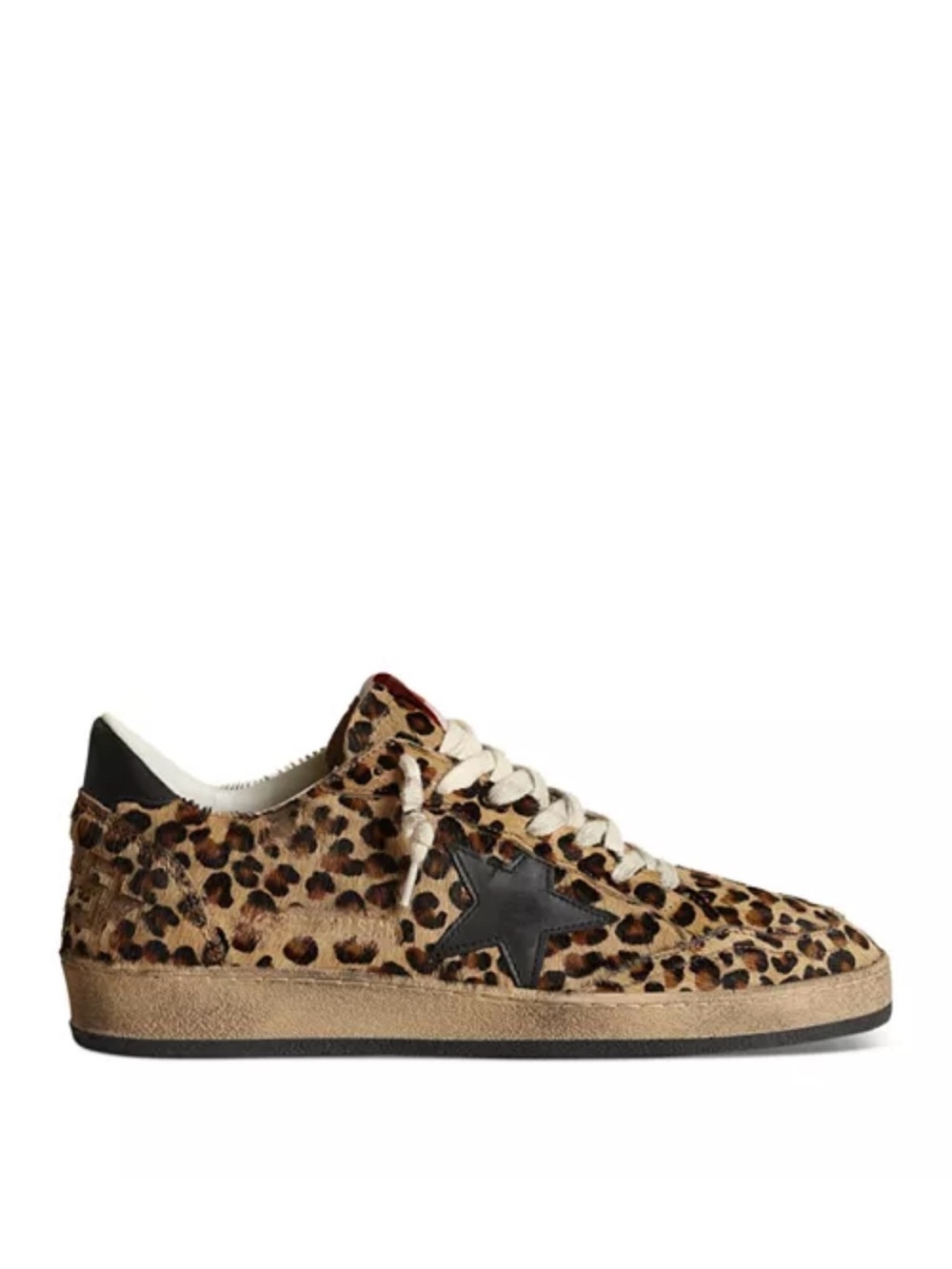 Golden Goose Leopard Print Low-Top Sneakers with Black Star